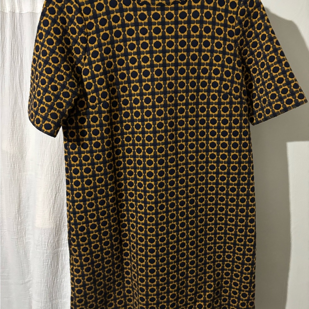 LOFT Navy and Mustard Geometric Mini Dress